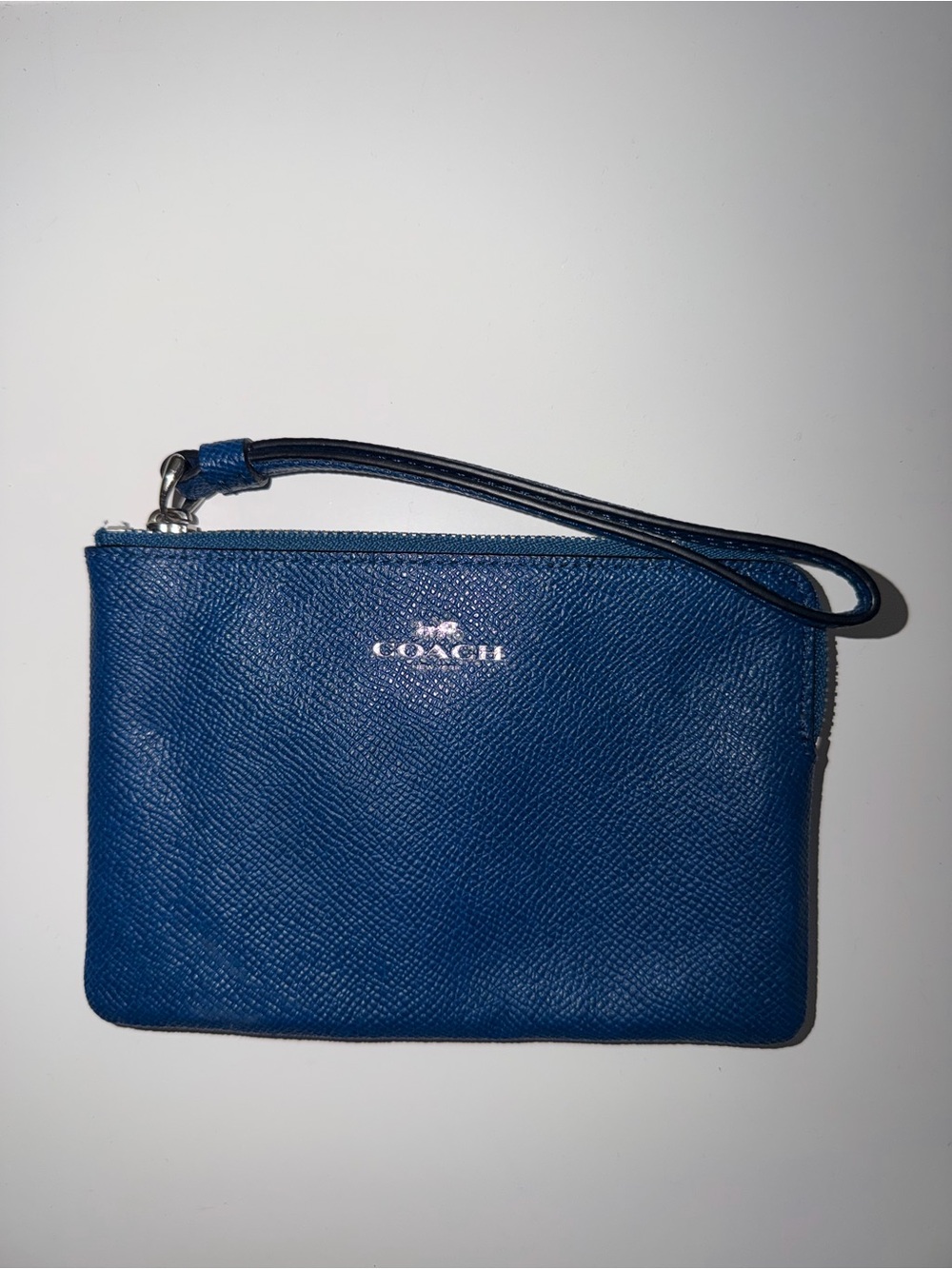 Coach Blue Leather Wrist Strap Clutch
